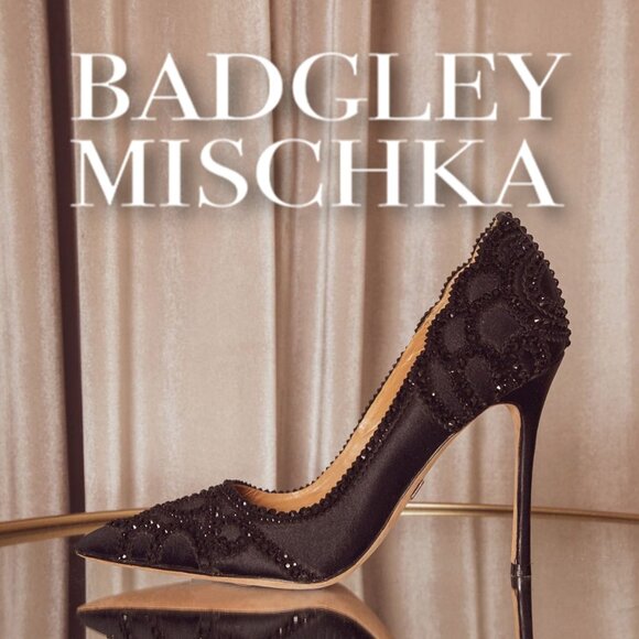 Badgley Mischka Shoes - BADGLEY MISCHKA "Rouge"  Black Rhinestone-studded Dress Pump 💎💎💎